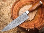 Damascus Chef Knife — Hand-Forged, Wood Handle, Leather Sheath | Engraving Available (RK-500) - Image 2