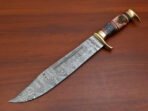 Damascus Bowie Knife — Hand-Forged, Wood Handle, Leather Sheath - Image 2