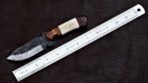 Damascus Skinner Knife — Hand-Forged, Stag Horn Handle, Leather Sheath (RK-414) - Image 2