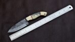 Damascus Skinner Knife — Hand-Forged, Stag Horn Handle, Leather Sheath (RK-415) - Image 2