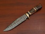 Damascus Bowie Knife — Hand-Forged, Wood Handle, Leather Sheath (RK-398) - Image 2