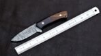 Damascus Skinner Knife — Hand-Forged, Stag Horn Handle, Leather Sheath (RK-418) - Image 2