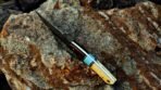 Damascus Skinner Knife — Hand-Forged, Stag Horn Handle, Leather Sheath (RK-429) - Image 4