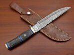 Damascus Bowie Knife — Hand-Forged, Wood Handle, Leather Sheath (RK-399) - Image 2