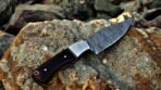 Damascus Skinner Knife — Hand-Forged, Stag Horn Handle, Leather Sheath (RK-431) - Image 2