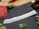 Damascus Cleaver — Hand-Forged, Stag Horn Handle, Leather Sheath - Image 2