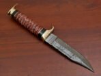 Damascus Bowie Knife — Hand-Forged, Camel Bone Handle, Leather Sheath - Image 2
