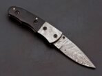 Damascus Folding Pocket Knife — Hand-Forged, 7" Overall, Leather Sheath - Image 2