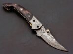 Damascus Folding Pocket Knife — Hand-Forged, 8″ Overall, Leather Sheath - view 2