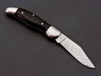 Damascus Folding Pocket Knife — Hand-Forged, 8" Overall, Leather Sheath (RK-445) - Image 2