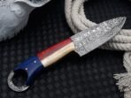 Damascus Skinner Knife — Hand-Forged, Stag Horn Handle, Leather Sheath (RK-449) - Image 2
