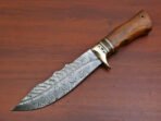 Damascus Bowie Knife — Hand-Forged, Wood Handle, Leather Sheath (RK-401) - Image 2
