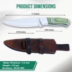 Damascus Skinner Knife — Hand-Forged, Hardwood Handle, Leather Sheath (RK-460) - Image 2