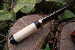 Damascus Bowie Knife — Hand-Forged, Stag Horn Handle, Leather Sheath (RK-462) - Image 2