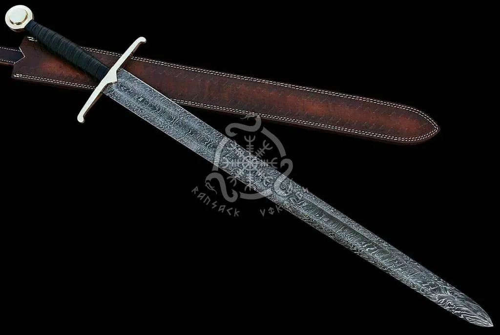 Dagger Sword — Hand-Forged Damascus, Olive Wood Handle, Sheath Included (RK-511) - view 2