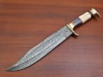 Damascus Bowie Knife — Hand-Forged, Wood Handle, Leather Sheath (RK-455) - Image 8