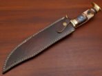 Damascus Bowie Knife — Hand-Forged, Wood Handle, Leather Sheath - Image 12