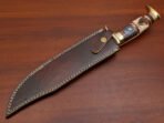 Damascus Bowie Knife — Hand-Forged, Wood Handle, Leather Sheath - Image 13