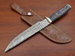 Damascus Bowie Knife — Hand-Forged, Wood Handle, Leather Sheath (RK-399) - Image 10
