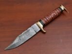 Damascus Bowie Knife — Hand-Forged, Camel Bone Handle, Leather Sheath - Image 10
