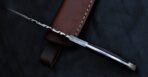 Damascus Skinner Knife — Hand-Forged, Stag Horn Handle, Leather Sheath (RK-410) - Image 3