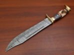 Damascus Bowie Knife — Hand-Forged, Wood Handle, Leather Sheath - Image 3