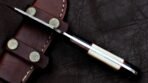Damascus Skinner Knife — Hand-Forged, Stag Horn Handle, Leather Sheath (RK-414) - Image 3