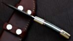 Damascus Skinner Knife — Hand-Forged, Stag Horn Handle, Leather Sheath (RK-415) - Image 3
