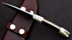 Damascus Skinner Knife — Hand-Forged, Stag Horn Handle, Leather Sheath (RK-416) - Image 3