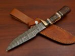 Damascus Bowie Knife — Hand-Forged, Wood Handle, Leather Sheath (RK-398) - Image 3