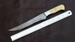 Damascus Fish Fillet Knife — Hand-Forged, Bone Handle, Leather Sheath - Image 3