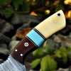 RK-429 Handmade Damascus Skinner Camping Knife Forged Damascus Knives Beautiful Handle Prime Art Best Gift For Him and Her  USA made Knives - Image 3