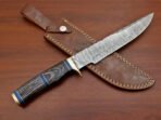 Damascus Bowie Knife — Hand-Forged, Wood Handle, Leather Sheath (RK-399) - Image 3