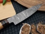 Damascus Chef Knife — Hand-Forged, Stag Horn Handle, Leather Sheath - Image 3