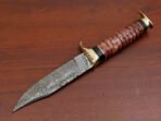Damascus Bowie Knife — Hand-Forged, Camel Bone Handle, Leather Sheath - Image 3