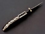 Damascus Folding Pocket Knife — Hand-Forged, 8″ Overall, Leather Sheath - view 3