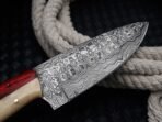 Damascus Skinner Knife — Hand-Forged, Stag Horn Handle, Leather Sheath (RK-449) - Image 3
