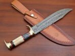 Damascus Bowie Knife — Hand-Forged, Wood Handle, Leather Sheath (RK-455) - Image 2