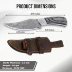 Damascus Skinner Knife — Hand-Forged, Hardwood Handle, Leather Sheath - Image 3