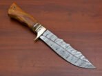 Damascus Bowie Knife — Hand-Forged, Wood Handle, Leather Sheath (RK-401) - Image 3