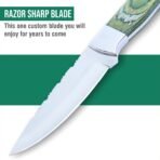 Damascus Skinner Knife — Hand-Forged, Hardwood Handle, Leather Sheath (RK-460) - Image 4
