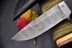Damascus Skinner Knife — Hand-Forged, Stag Horn Handle, Leather Sheath (RK-495) - Image 3