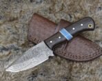 Damascus Skinner Knife — Hand-Forged, Wood Handle, Leather Sheath (RK-406) - view 3