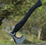 Viking Bearded Axe — Hand-Forged High-Carbon Steel, 19" Overall, Wood Handle, Leather Blade Cover (RK-405)