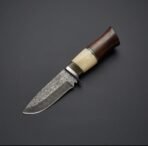 Damascus Skinner Knife — Hand-Forged, Camel Bone Handle, Leather Sheath - Image 2