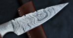 Damascus Skinner Knife — Hand-Forged, Stag Horn Handle, Leather Sheath (RK-410) - Image 5