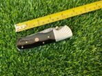 Damascus Folding Pocket Knife — Hand-Forged, 7.5" Overall, Resin Handle, Leather Sheath - Image 8