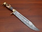 Damascus Bowie Knife — Hand-Forged, Wood Handle, Leather Sheath - Image 4