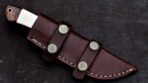 Damascus Skinner Knife — Hand-Forged, Stag Horn Handle, Leather Sheath (RK-414) - Image 4