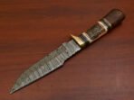 Damascus Bowie Knife — Hand-Forged, Wood Handle, Leather Sheath (RK-398) - Image 4
